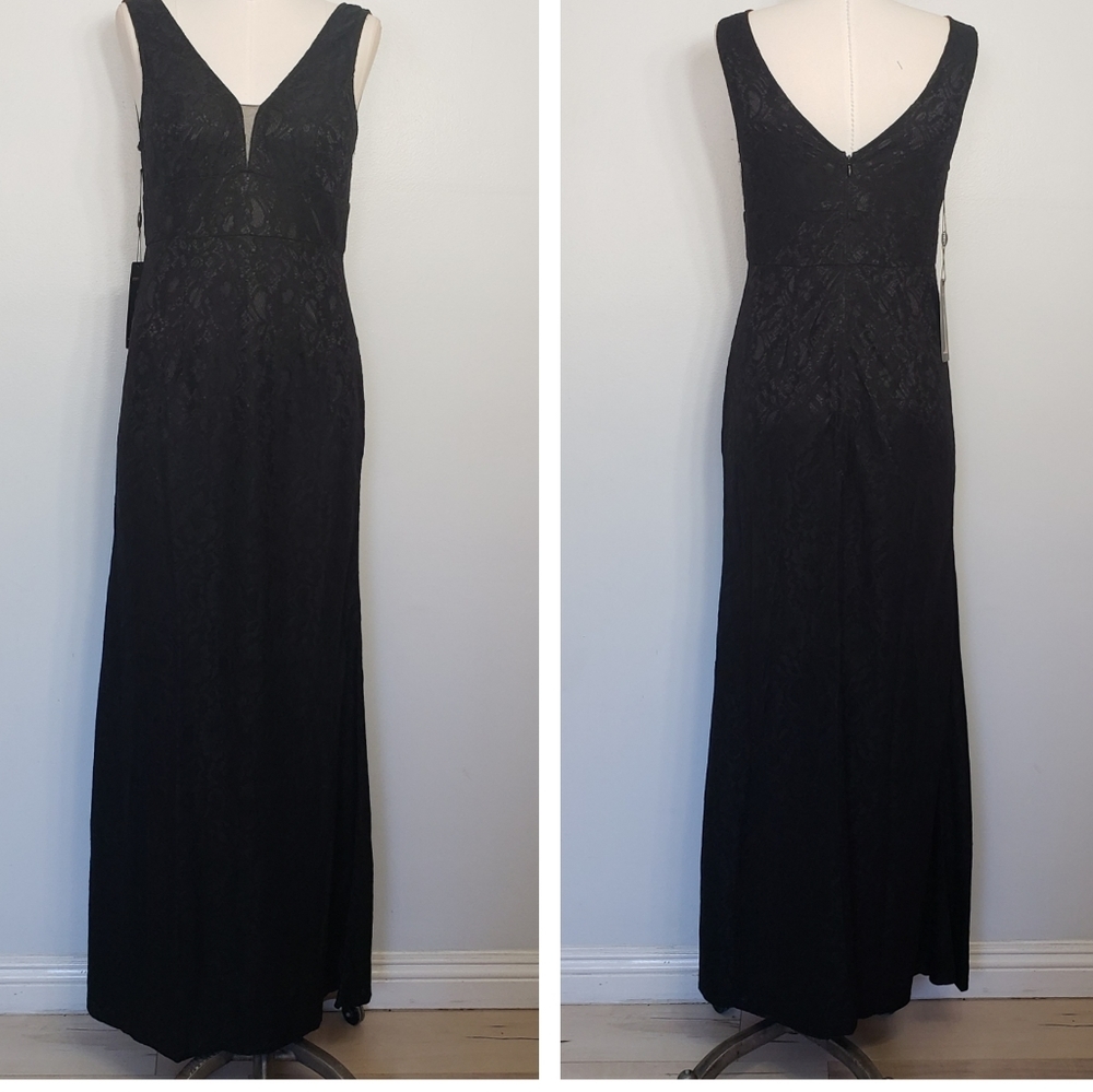 EVER PRETTY 8917 black floral lace sleeveless dress size 10